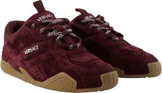 Versace Suede and Calfskin Sneaker - Burgundy
