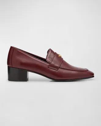 Bougeotte Leather Medallion Heeled Loafers