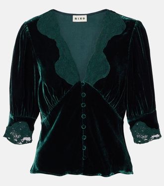 Rixo Amanda lace-trimmed velvet top