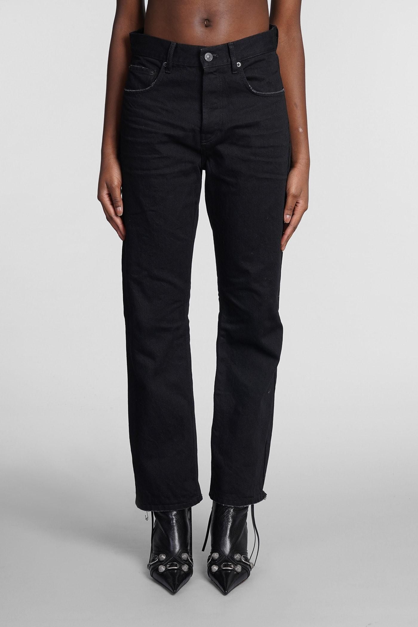 デニム・ジーパン BALENCIAGA Women Denim Pants 810788TQW833207 Black Women's Straight Fit Pants in Black | Balenciaga US