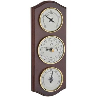 TFA Dostmann Stazione meteo analogica, 20.1000.03, con barometro, termometro, igrometro, per previsioni meteo locali, in legno massiccio, color noce - Tfa Dostmann