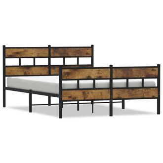 Berkfield Home Metal Bed Frame without Mattress Smoked Oak 160x200 cm in Brown