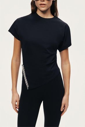 Nocturne Embellished Asymmetric T-Shirt in Black at Nordstrom, Size X-Large Eu