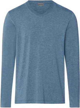 Hanro Casuals Long Sleeve V-Neck Top in Retro Blue Melange at Nordstrom, Size Xx-Large