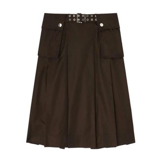 Ganni Midi Skirts, female, Brown, Size: XS Duchesse Nylon Pleated Skirt