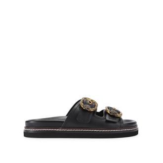 Kurt Geiger Womens Leather Mayfair 2 Buckle Sandal Sandals - Black - Size UK 4