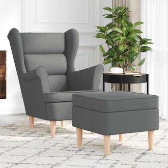 vidaXL Vidaxl - Sill&oacute;n Con Taburete Reposapi&eacute;s Tela Gris Oscuro