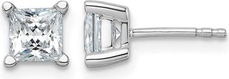 Diamond2Deal 14k Gold 1 1/2 ct Princess Lab Grown Diamond Stud Earrings VS Clarity, D-E Color