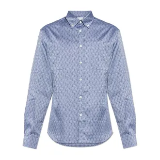 Ferragamo Formal Shirts, male, Blue, Size: L Monogram Shirt