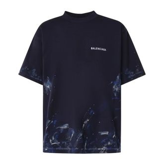 Balenciaga T-shirt met medium pasvorm - Heren - Tops - Blauw - Maat: L Katoen
