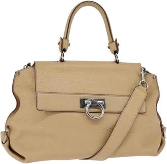 Ferragamo Pre-owned Handbags, female, Beige, Size: ONE SIZE Pre-owned Leather handbags