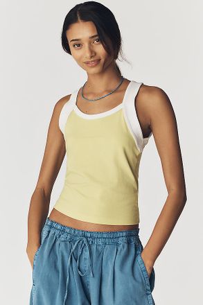Pilcro Contrast Moto Tank Top