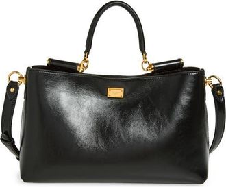 Dolce & Gabbana My Sicily Leather Shoulder Bag in 80999 Nero at Nordstrom