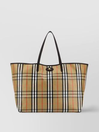 Burberry large check pattern canvas shopping bag