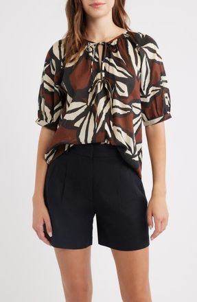 Rails Catalene Abstract Print Cotton Top in Cocoa Floral at Nordstrom, Size Xx-Large