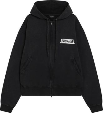 Balenciaga Zip-throughs, male, Black, Size: M Standard Oversized Zip-Up Hoodie