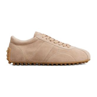 Tod's Schoenen, Dames, Beige, 40 EU, Leer, Suede Driving Sneakers