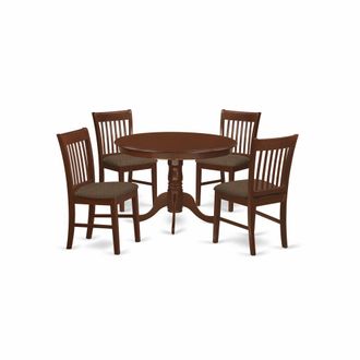East West Furniture HLNO5-MAH-C 5 Pc set with a Kitchen Table and 4 Dinette Chairs in Mahogany