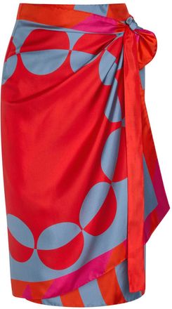 Dries Van Noten Scarfy Printed Silk Midi Wrap Skirt - Red - One Size