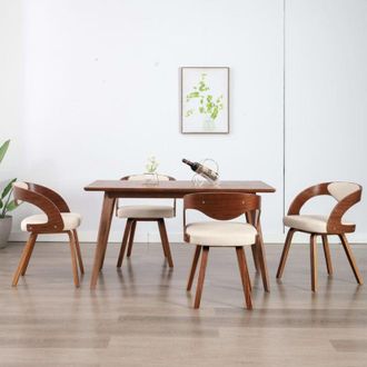 vidaXL Vidaxl - Sedie da Pranzo 4 pz in Legno Curvato e Similpelle Crema