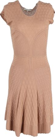 Sandro Knitted Knee-Length flared Dress in Brown Polyamide