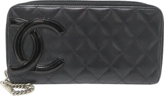 Chanel Black Leather Long Wallet (Bi-Fold) (Pre-Owned)