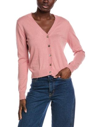 Minnie Rose Frayed Cashmere-Blend Cardigan
