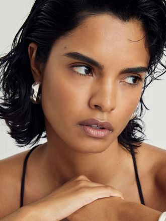 Reiss Silver Sculpted Hoop Earrings