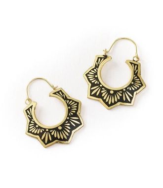 Matr Boomie Nisha Lotus Hoop Earrings in Black at Nordstrom