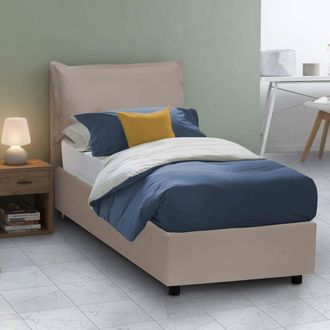 Dmora Cama Individual Naomi, Cama Contenedor Con Tapizado En Ecopiel, 100% Made In Italy, Apertura Frontal, Con Colch&oacute;n 80x200 Cm Incluido, T&oacute;rtola, Con Emb