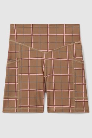 The Upside Check Spin Shorts, Brown, L