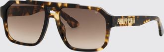 Philipp Plein Occhiali da sole quadrati a mascherina in acetato con doppio ponte