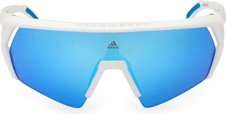 adidas 00mm Shield Sunglasses in White/Other /Blue Mirror at Nordstrom