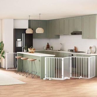 vidaXL Puerta De Perros Plegable 12 Paneles Madera &Aacute;lamo Blanca 960 Cm Vidaxl