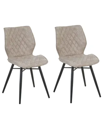 Beliani Set 2 Sedie Da Pranzo Beige Lisle