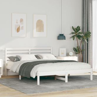 Berkfield Home with Headboard White 140 x 200 cm Solid pine wood