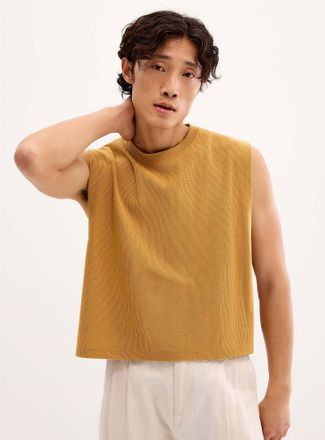 Le 31 Mens Sleeveless cropped ribbed T-shirt