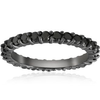 Pompeii3 1 1/2ct Treated Black Diamond Eternity Ring 14K Black Gold Size Selectable
