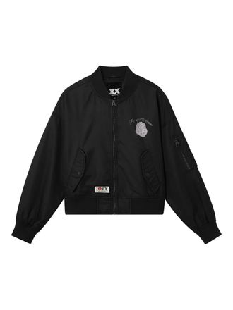 Fingercroxx embroidered pocket bomber jacket - women - Polyamide - S - Black