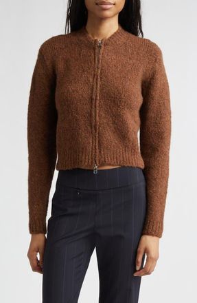 Paloma Wool Hasta Luego Intarsia Wool & Alpaca Blend Full Zip Cardigan in Brown at Nordstrom, Size X-Small