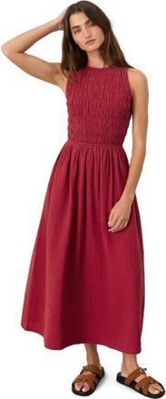 Pact Organic Cotton Coastal Double Gauze Smocked Dress in Poppy Red at Nordstrom, Size Medium