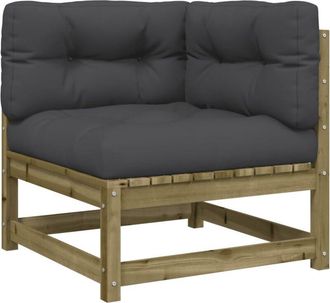 vidaXL Sof&aacute; esquinero de jard&iacute;n con cojines madera de pino impregnada Vidaxl
