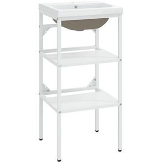 vidaXL Estructura De Ba&ntilde;o Con Lavabo Incorporado Hierro Blanco Vidaxl