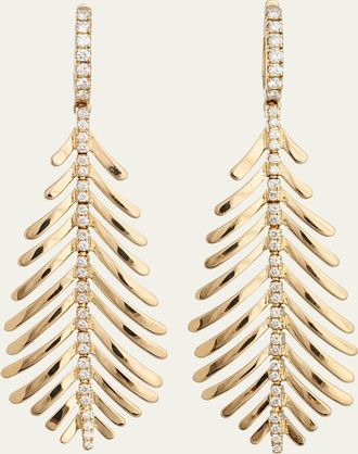 Sidney Garber 18K Yellow Gold Plume Earrings with Diamonds