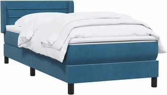 vidaXL Cama Box Spring Con Colch&oacute;n Terciopelo Azul Oscuro 90x210 Cm Vidaxl