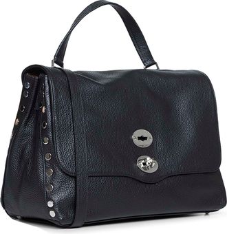 Zanellato Womens Handbag Postina Medium Black Leather Handbags Hand Bags