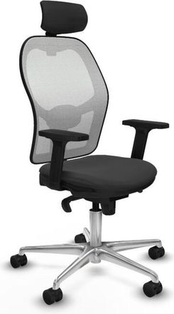 Piqueras y Crespo Piqueras Y Crespo - Jorquera Sincro Malla Blanca Similpiel Gris Oscuro Brazos 2d Base Aluminio Cabecero 2d Ruedas 65mm Nailon