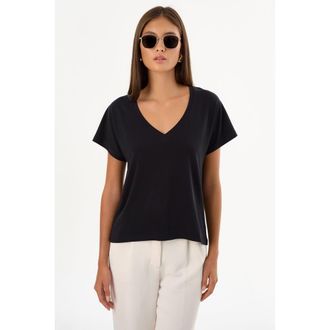 LaMarque NEREA | Jersey V Neck Tee in Black at Nordstrom, Size X-Large