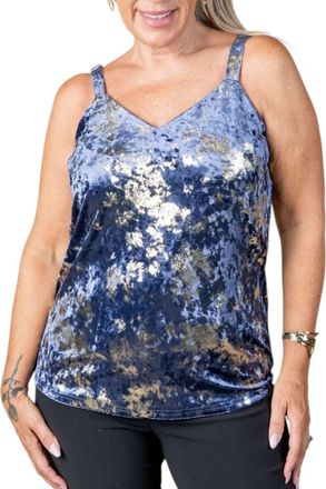 Papillon Crushed Velvet Spaghetti Strap Camisole In Blue