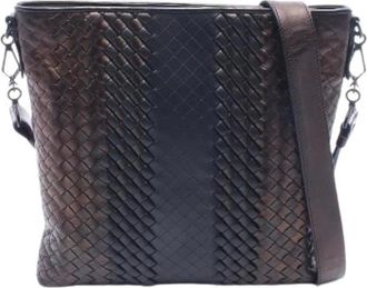 Bottega Veneta Pre-owned Cross Body Bags, male, Brown, Size: ONE SIZE Pre-owned Intrecciato Leather Shoulder Bag